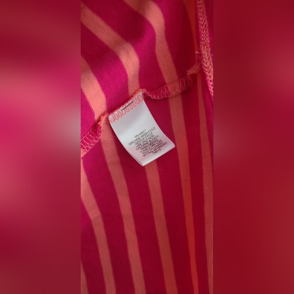 Liz Claiborne Wm's Short Sleeve Tee - Coral and Hot Pink Striped. Size XL. Cute! - Picture 4 of 4